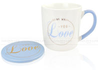 12OZ Custom Coffee Mugs Blue Glaze Eco - Friendly AB Grade With Gold Style