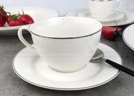 White Gold Line Ceramic Dinnerware Sets Gift Box Packing BSCI Certification