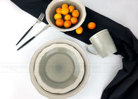 Graceful Full Set Ceramic Dinnerware Sets Cut Edge Shape High Temp Firing