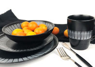 Home Use Ceramic Dinnerware Sets Fashionable Hand Painted Black Color