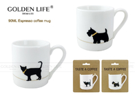 Kraft Card Package Cappuccino Espresso Coffee Mugs With Small Cat / Dog Design