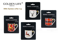 D5.2xH5.4cm Size Espresso Coffee Mugs 90mL Capacity Merry Christmas / Deer Design
