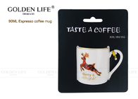 D5.2xH5.4cm Size Espresso Coffee Mugs 90mL Capacity Merry Christmas / Deer Design