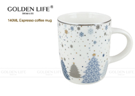 Porcelain Cappuccino Decorative Coffee Mugs With Snow Chiristmas Tree Design