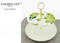 Floral Flower Modern Ceramic Plates Two Tier Cake Plate Wedding Gift Snacks Fruit Type
