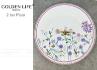 Tidbit Snack Dish Painted Fruit Plates Purple Flowers Pattern With Brass Handle