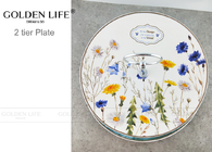 Pastoral Flowers Ceramic Fruit Plates Double - Decked AB Grade Quality Level Durable