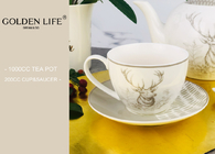 Porcelain Tea Coffee Set Saucer Decal Technology With X Mas Elk Design Printing