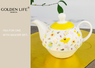 Nice Flower Design Porcelain Tea Coffee Set With BSCI / Disney Certification