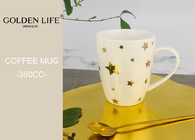 Ceramic Christmas Themed Mugs 360ML Capacity With Real Gold Star And Lines Pattern