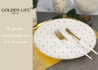 16 pcs high quality homeware sets luxury dubai gold dinnerware set for wedding new bone china dinner set