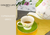 Spring Flower Patern Tea Cup Saucer 200ml Lead Free Microwave / Dishwasher Safe