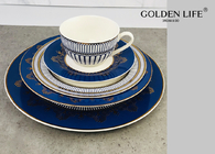 Sunflower Porcelain 20-pc. Dinner Set Service for 4, 24K Gold-plated New Bone China Tableware