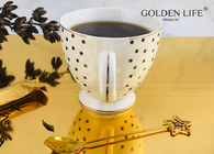 New Bone China 15OZ Gold Design Footed Mug With 9.5cm Shape Square Dish Custom Coffee Mugs
