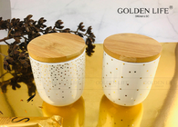Fine Bone China 350cc Mug without Hand With Spot Real Gold Design Canister With Bamboo Lids