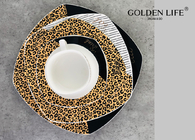 New Bone China Leopard Color Ceramic Gold Design Square Plate Ceramic Dinnerware Sets