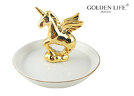 Nordic Style Ceramic Jewelry Plate Golden Elephant Jewelry Plate Ring Tray Decoration