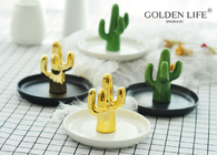 Jewelry Plate Imitated Cactus Jewelry Plate Green Gold Color Ceramic Jewelry Dish