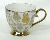 New bone china footed mug with electroplating handgrip and foot for home/office use ceramic designs