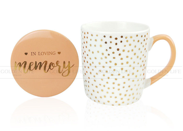 Printable Custom Coffee Mugs Ceramic House Use Lipstick Gold Dots Styles With Lid