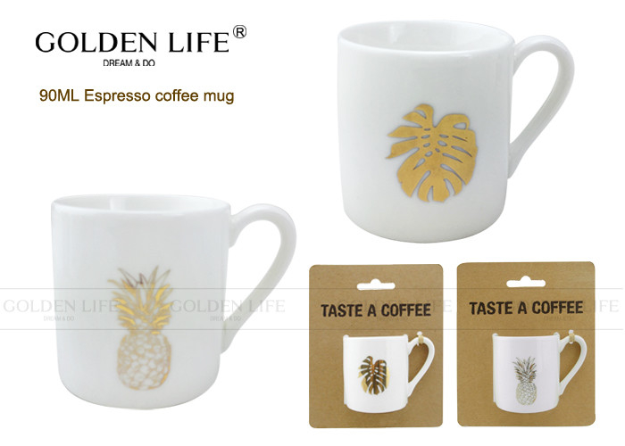 Pineapple Design White Coffee Mugs , 90cc Espresso Modern Coffee Mugs Durable