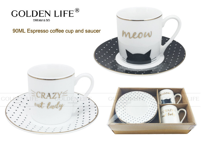 Cat And Dot Design Espresso Coffee Mugs Food Grade Material Personalized Gift