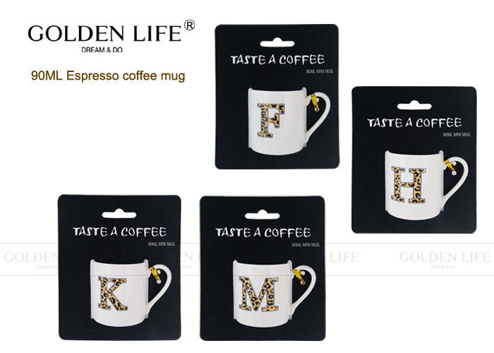 Straight Shape Porcelain Coffee Mugs Letters F K M H Leopard Print Colors