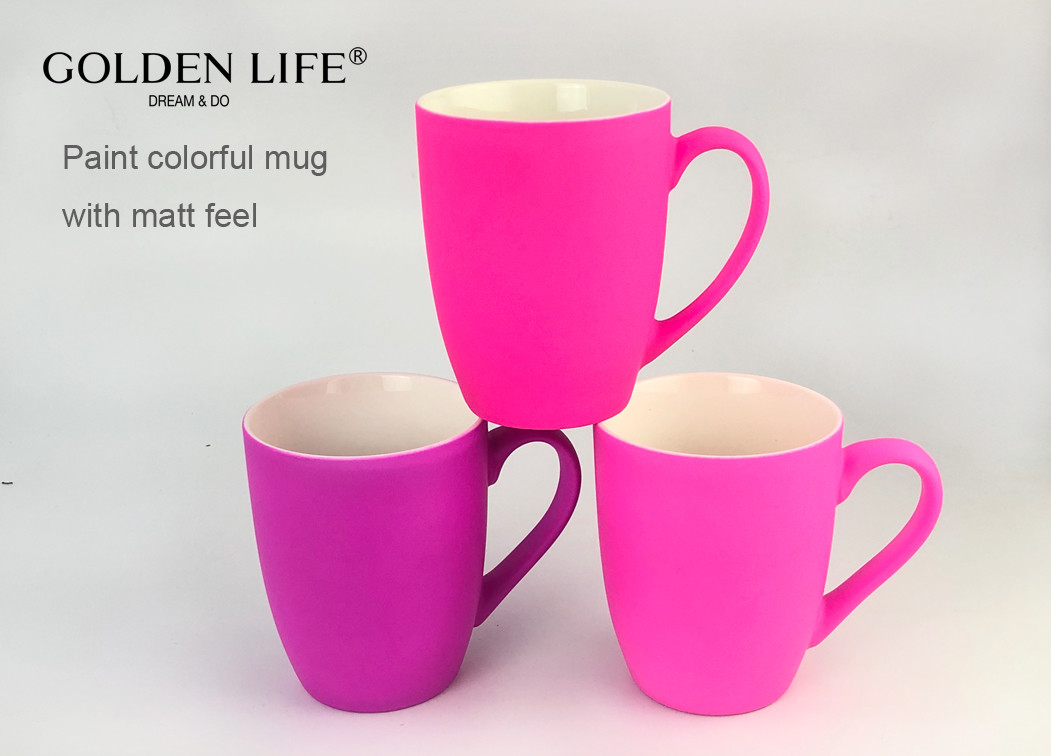 New Bone China Material 350cc Pink Series Bollet Mug Matt Color Custom Coffee Mugs